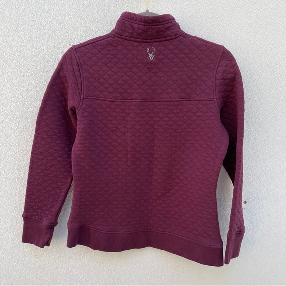 Spyder quilted pullover sweatshirt medium purple grey buttons - Picture 4 of 5